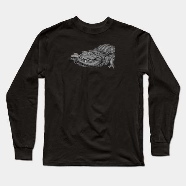 Crocodile Long Sleeve T-Shirt by Tim Jeffs Art